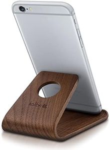 kalibri Supporto Smartphone Universale da Tavolo - Stand Cellulare Tablet Compatibile con iPad e iPhoone - Sostegno Dock scrivania - Legno Noce
