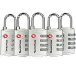 5-Pack TSA Luggage Lock with 4-Digit Combination | Set-Your-Own Padlock for Travel, Baggage, Suitcases & Backpacks | Luggage Locks | TSA Locks | Heavy-Duty Padlock | Silver