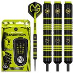 WINMAU Michael van Gerwen MvG Ambition Brass 22g Professional Steel Tip Darts Set with Flights and Shafts (stems)