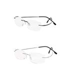 KoKoBin 2 Pack Rimless Reading Glasses Super Light Titanium Eyewear Men Women Sun Readers Reading Glasses +1.5