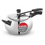 Borosil Pronto Induction Base Stainless Steel Inner Lid Pressure Cooker 5L