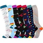 Compression Socks（7 Pair for Women & Men Circulation 15-20mmhg Knee High Sock is Best Support for Athletic Running,Cycling (CA/US, Alpha, Large, X-Large, Regular, Regular, Mix 1)