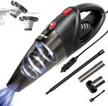 SHOP·AIR Car Vacuum Cleaner, 12V/106W High Power Handheld Portable Car Vacuum with 16 Ft Cord, Attachments, Filters and Storage Bag, Suitable for Car (Red Button)