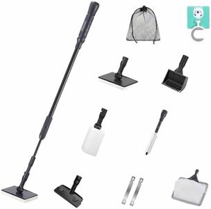 DEGGOX Aquarium Glass Cleaner,Algae Scraper for Glass Fish Tank,6-in-1 Aquarium Cleaning Tools Kit for 20-160 Gallon Tank with Telescopic Long Handle(22.7~35.4 Inches)