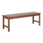 Walker Edison Furniture Company 3 Person Outdoor Patio Chevron Wood Dining Bench All Weather Backyard Conversation Garden Poolside Balcony, 53 Inch, Brown