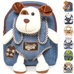 Naturally KIDS Toddler Backpack w Stuffed Animal Toy, Small Kids Backpacks for Grls Boys, Toddler Gifts, Dog Toys