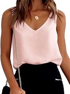 Ekouaer Top in Raso da Donna Con Scollo A V, Spalline Spaghetti, Canotte Estive Sexy Rosa Chiaro XL
