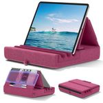 Tablet Pillow Holder, KDD Foldable iPad Stand for Lap, Bed and Desk -Tablet Soft Pad Dock with Pocket & Stylus Mount Compatible with iPad Pro 12.9, 10.5, 9.7 Air Mini 6 5 4 3, Kindle, E-Reader, Purple