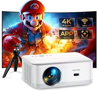 【Android TV & Electric Focus】 Projector 4K Supported Native 1080P Portable Projector, TOPTRO 22000 Lumen WiFi 6 Bluetooth Projector with Tripod, 50% Zoom 4P/Auto Keystone Home Outdoor Video Projector