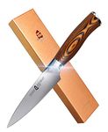 TUO Paring Knife - Peeling Knife - High Carbon German Stainless Steel - Rust Resistant Kitchen Cutlery - Luxurious Gift Box Included - 4 inch - Fiery Phoenix Series