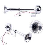 Amarine Made 12v Marine Boat Stainless Steel Single Trumpet Horn , Low Tone, 16-1/8"