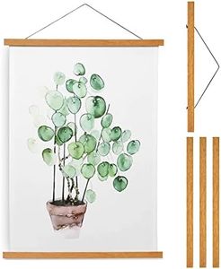 4Pcs Wood Poster Frame, Magnetic Poster Hanging Rod Simple Teak Wood Photo Hangers Kit with Hanging Rope for Photos Canvas Prints Artwork Home Dorm Interior Decor (40cm)