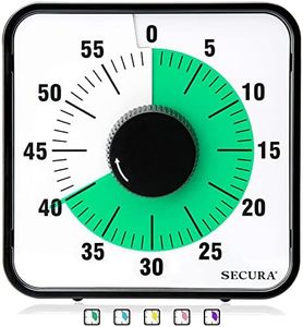 Secura 60-Minute Visual Countdown Timer, 7.5-Inch Oversize Classroom Visual Timer for Kids and Adults, Durable Mechanical Kitchen Timer Clock with Magnetic Backing (Green)