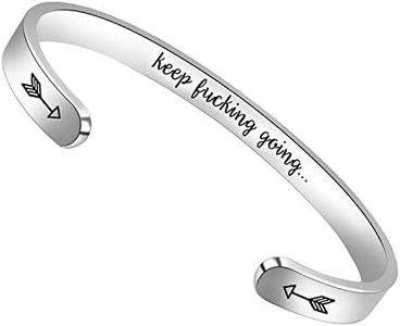 Btysun Inspirational Bracelets for Women Teen Girls Gifts Friendship Best Friends Bracelets Mantra Cuff Bracelet Engraved Birthday Gifts for Women, Metal, no gem-type