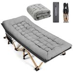 Camping Cot, Sleeping Cots for Adults, Sleeping Cot Max Load 600 Lbs, Wide Camp Cot with Carry Bag, Portable and Foldable Cot for Sleeping with Mattress for Hiking, Travel, Camp (Include Pad)