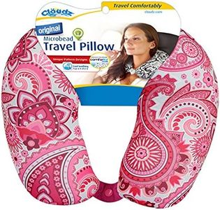 Cloudz Patterned Microbead Airplane Travel Neck Pillow. Customize Your Comfort and Support While Traveling on a Plane, Car, Bus or Train! - Blue Print