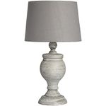 IHL 55cm Tall Shabby Chic Grey Wooden Table Buffet Lamp w 29cm Linen Shade - 40w E27 Bulb