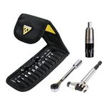 Topeak Ratchet Rocket Lite NTX+, Ratchet Tool and bits, w/ 2-6 Nm Adjustable TorqBit and Chain Tool Head, 19 Function Bike Tool