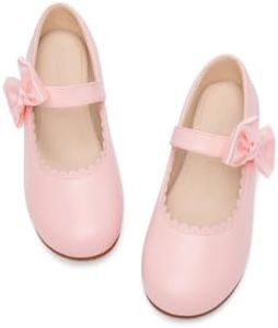 Coutgo Girls Mary Jane Dress Shoes Flower Girl Shoes Bow Ballet Flats