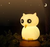 GLOWSERIES Silicone Cute Owl Kids Lamp,Usb Rechargeable Animal Lamps 7 Color Changing Led Portable Touch Lamp Children Room Desk Decor Birthday Gifts For Baby Women Teenager, White