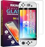 RKINC Screen Protector [2-Pack] for Nintendo Switch Oled, Tempered Glass Film Screen Protector, 0.33mm [LifetimeWarranty][Anti-Scratch][Anti-Shatter][Bubble-Free]