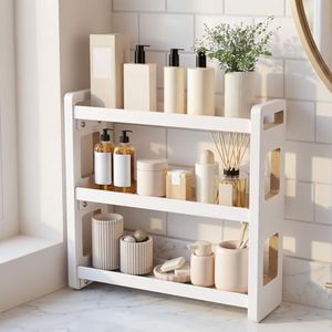 Bathroom Organizers And Storage,Bathroom Counter Organizer,Bathroom Counter Shelf,Bathroom Sink Organizer,Vanity Organizers,Vanity Storage,Makeup Organizer Countertop,Perfume Display(White 3 Tier)