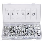 NEIKO 50432A Hex Nut Assortment Set | 150 Pc Nylon Locking Nuts | A3 Steel Hex Assorted Hardware Kit #10 & SAE | Metal Screw Nut for Bolts | Friction Lock Nut