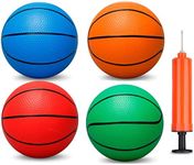 6 Inch /18 CM Mini Basketballs for Toddlers Kids Teenagers, 4 Pack 6" Basketball Set with Pump Durable PVC Basketballs for Mini Over Door Hoop Pool Beach Balls for Swimming Pool, Indoors, Outdoors