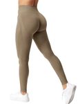 ZAAYO Sport Leggings for Women High Waist Gym Leggings Seamless Scrunch Butt Leggings for Yoga Gym Workout Fitness Sand Medium