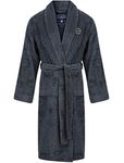 Tokyo Laundry Men's Sandhurst Textured Soft Fleece Dressing Gown with Tie Waist - Navy & Grey - L