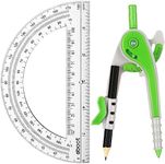 EBOOT Student Geometry Math Set, Drawing Compass and 6 Inch Clear Swing Arm Protractors 180 Degree Math Protractor (Green)