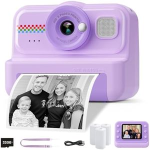 HiMont Camara Fotos Infantil Instantanea, HD/1080P Cámara Instantánea para Niños con Tarjeta de 32G y Papel de Impresión, Camara Fotos Infantil Divertidos Regalos de Juguete para Niños de 3 a 12 Años