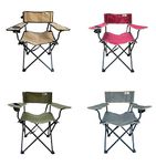 Star Portable Folding Camping Chair with Arm Rest Cup Holder, Has an Alloy Steel frame and easy clean polyester fabric (Colour- Grey)