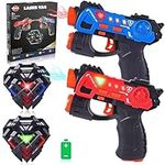 VATOS Laser Tag Guns Set, 2 Pack Infrared Mini Laser Tag for Kids with Badges, Laser Tag Game 2 Players Indoor Outdoor,Laser Tag Blaster,Group Activity Fun Toy for Kids Age 4 5 6 7 Boys Girls