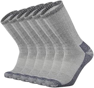 SOX TOWN Men's Merino Wool Cushion Crew Socks Moisture Wicking Control for Outdoor Hiking Work Boot Thermal Warm All Seasons(NavyBlue M)