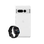 Google Pixel 7 Pro – Unlocked Android 5G smartphone with telephoto lens, wide-angle lens and 24-hour battery – 128GB – Snow + Fitbit Versa 4 Fitness Smartwatch, compatible with Android and iOS