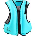 Rrtizan Snorkel Vest Adults Inflatable Swimming Life Jacket for Kayaking Diving Snorkeling Safety (Blue, S-M)