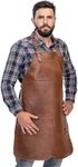 Premium Leather Apron - Full Leather handcrafted BBQ, Working, Barber Apron - One-Cut Style, adjustable Chef`s apron Henry