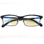 Blue Light Blocking Glasses Light Filtering Shielding Radiation Glasses Retro Round Frame Reading Game Computer Protective Glasses (BLACK)