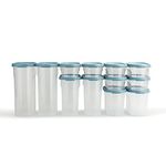 Gluman Modular Container Set of 12 | 100% Food Grade | Dishwasher Safe | Freezer Safe | Microwave Safe | Recyclable | Anti-Bacterial (Blue)