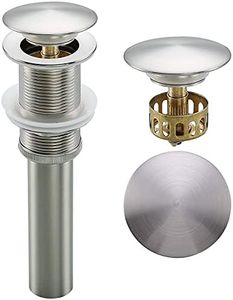 Swhyger Pop Up Drain,Bathroom Sink Drain With Removable Brass Strainer Basket,Without Overflow Lavatory Vessel Basin Sink Drain Stopper,Brushed Nickel 83606BN