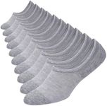 WANDER No Show Socks 10 Pack Cotton Non Slip Low Cut Invisible Loafer Socks Men&Women Boat Liner(10 Pairs Grey, Sock Size:9-11)