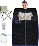 SereneLife Portable Steam Sauna Tent with 2L Steamer & Folding Chair, Compact Personal Home Spa with Remote Control – Holiday Self-Care Gift, Black (40" x 34")