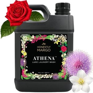 Honestly Margo Athena Luxury Laundry Detergent (64 oz, Pack of 1) – Laundry Detergent Scented with Amber Musk, Pink Pepper Perfume and Rose Perfume | Delicate Laundry Detergent, Liquid Soap, 22 Loads