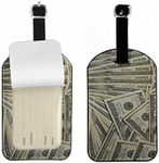 Zoczos Dollars Luggage Tags Money Currency 100 American Dollar Privacy Cover ID Label with Strap and Address Card for Travel Bag Suitcase, 1 Pack