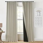 PANELSBURG Tan Beige Blackout Curtains for Bedroom,84 Inches Long Linen Back Tab Hooks Pleated Style Modern Burlap Farmhouse Curtains for Living Room 2 Panels Set 84 Inch Length,Greige Oatmeal