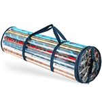 Christmas Wrapping Paper Storage Bag - Fits 14 to 20 Standard Rolls Upto 40" Inches Long- Slim Underbed design, Gift Wrap Organizer, Water Proof PVC Fabric Bag, Wrapping Paper Roll Bag, Clear