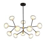 Luxurious Chandelier Nordic Globe Sputnik Chandelier,Modern 12-Lights LED Branch Pendant Light Adjustable Hanging Ceiling Light G9 Led Bulbs Included for Living Room-Black + Gold 75x77cm(30x30inch)