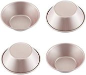 CHEFMADE Mini Pudding Pan Set, 3-Inch 4Pcs Non-Stick Round Mini Cake and Loaf Bakeware for Oven and Instant Pot Baking (Champagne Gold)