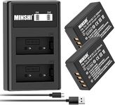 MINSHI NP-W126S NP W126 (2 Pack) + Quick Charger Set Replacement Battery Compatible with Fujifilm X-A1、X-A2 X-E1、X-E2、X-T1、X-T2、X-T10、X-T20【7.2V 1800mAh】High Performance Compatible Camera Battery